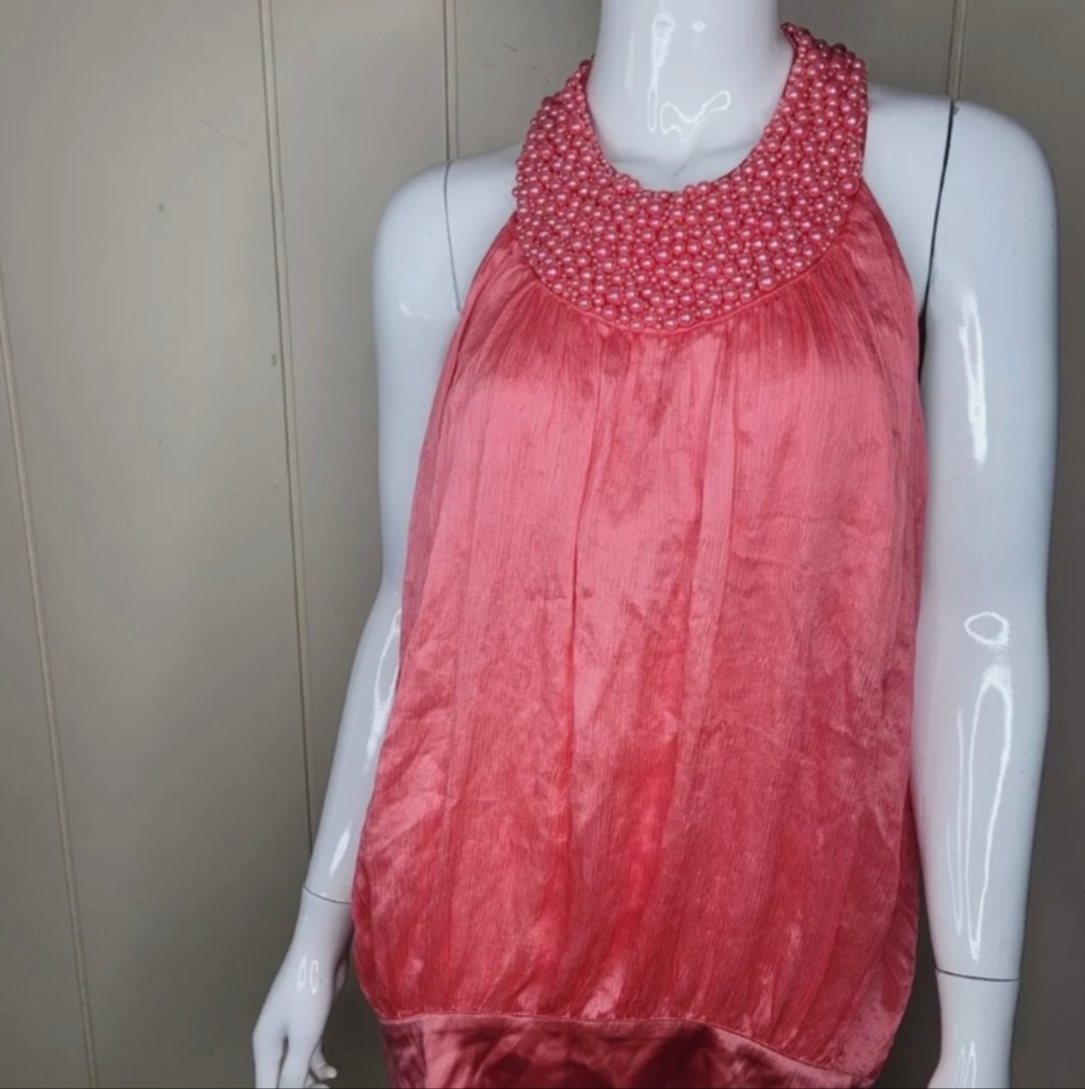 Bebe pink silk halter top